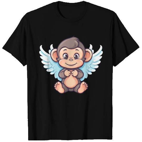 Cute Monkey Angel - Winged Design T Shirts