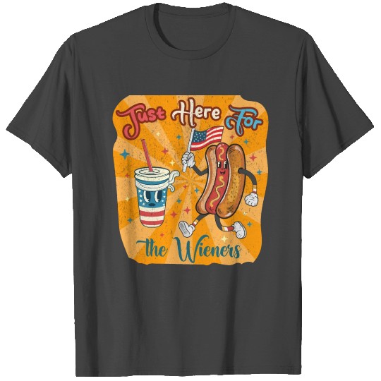 I'm Just Here For The Wieners Cartoon Hot Dog 4Th T Shirts