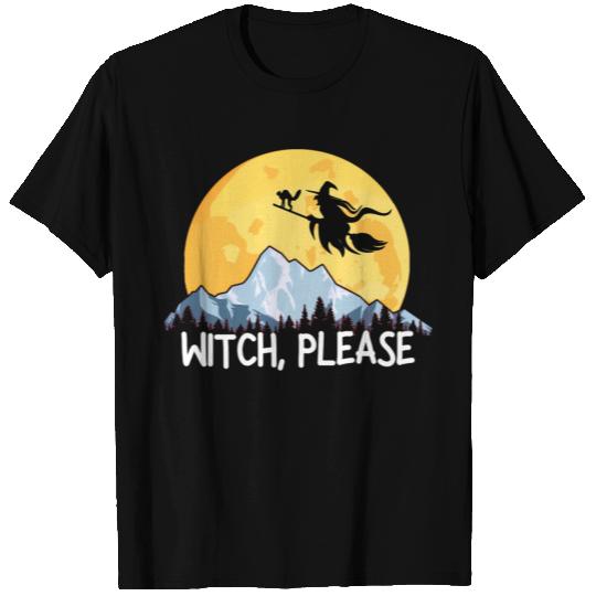 Witch Please Halloween Puns Full Moon Broom T Shirts