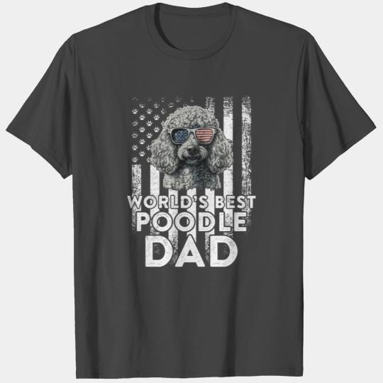 Vintage Usa Flag World s Best Poodle Dog Dad Funny T Shirts