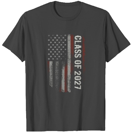 Graduation Class Of 2027 Senior Usa American Flag T Shirts