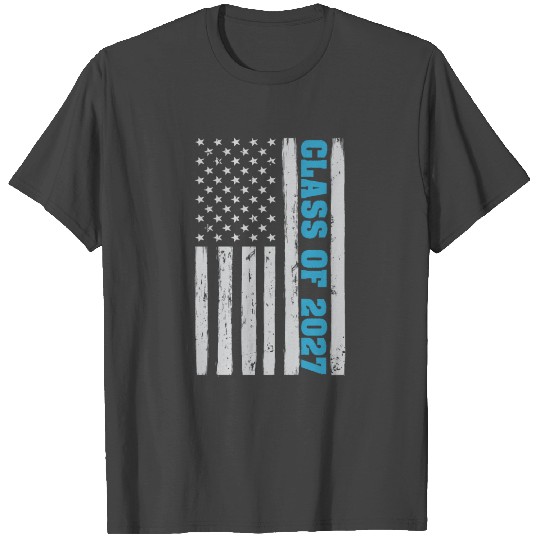 Graduation Class Of 2027 Senior Usa American Flag T Shirts