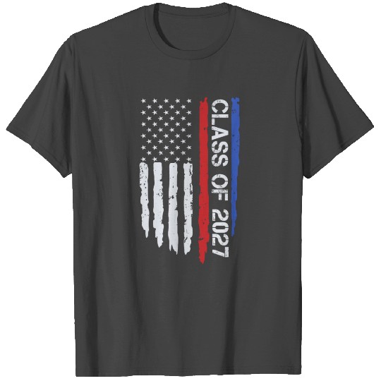 Graduation Class Of 2027 Senior Usa American Flag T Shirts