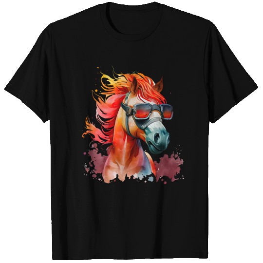 Watercolor Cute Horse Superstar Horse Head Ai Art T Shirts