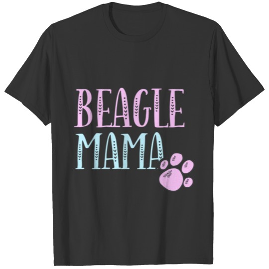 Beagle Mama Dog Lover Mom Cute Pawprint Women T Shirts