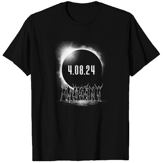 Total Solar Eclipse Party Crowd Silhouette 4.08.24 T Shirts