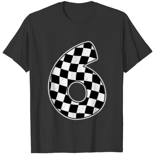6th Birthday Checkered Number 6 Car Racing Flag T Shirts