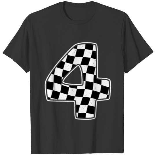 4th Birthday Checkered Number 4 Car Racing Flag T Shirts
