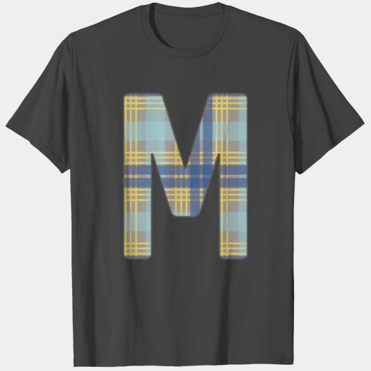 Monogram Letter M Blue Yellow And Grey Scottish T Shirts