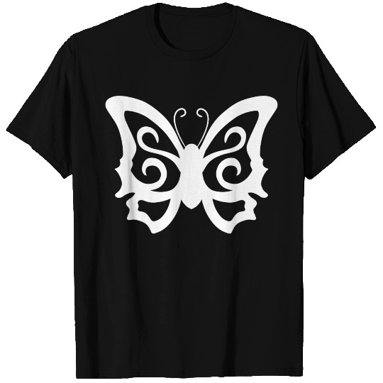 Tribal Butterfly White T Shirts