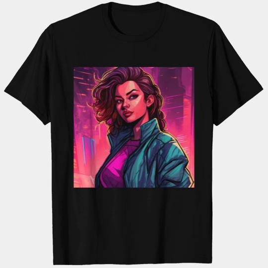 Synthwave City Bloom - Neon Pink Cityscape T Shirts