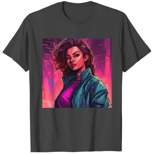 Synthwave City Bloom - Neon Pink Cityscape T Shirts