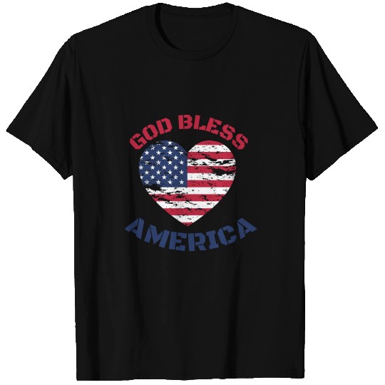 God Bless America, Heart Flag Shape. T Shirts