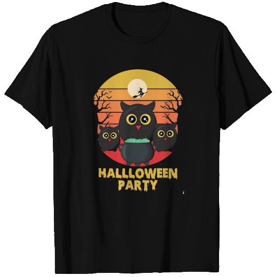halloween party with owl T Shirts design