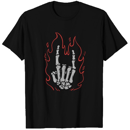 Hand Skeleton Rock Roll T Shirts