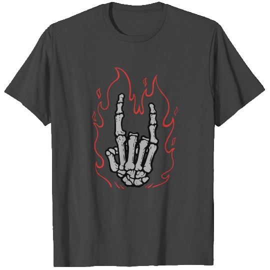 Hand Skeleton Rock Roll T Shirts