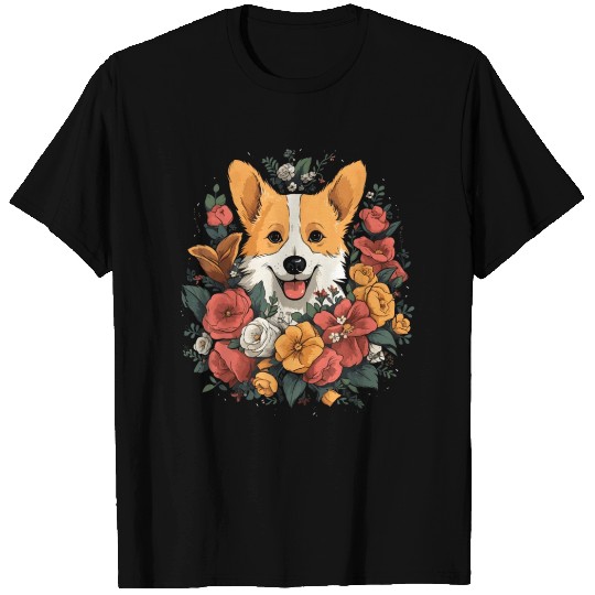 Corgi Flower Bouquet T Shirts