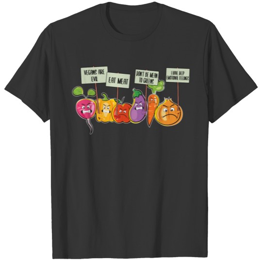 Funny Fruit Vegetables Protesting Against Vegans T Shirts