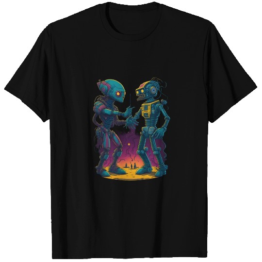 An Alien and A Robot Shake Hands T Shirts