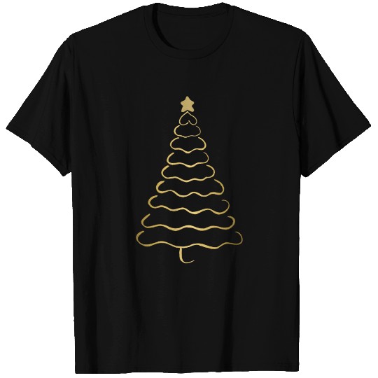 Minimalist Black And Gold Christmas Tree T Shirts