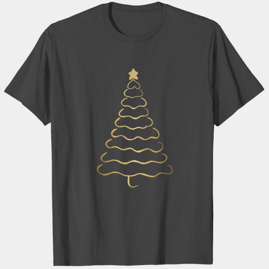 Minimalist Black And Gold Christmas Tree T Shirts