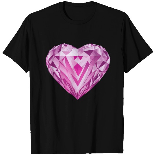 Glossy pink diamond heart T Shirts