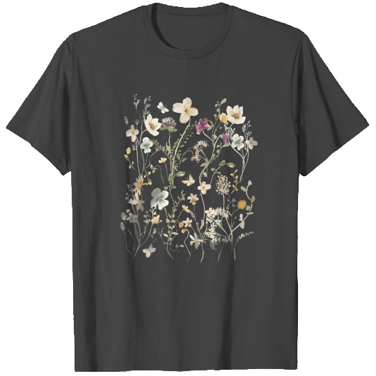 Pressed Flowers Boho Wildflowers Cottagecore T Shirts