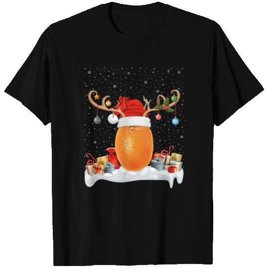 Orange Fruit Reindeer Santa Hat Christmas T Shirts