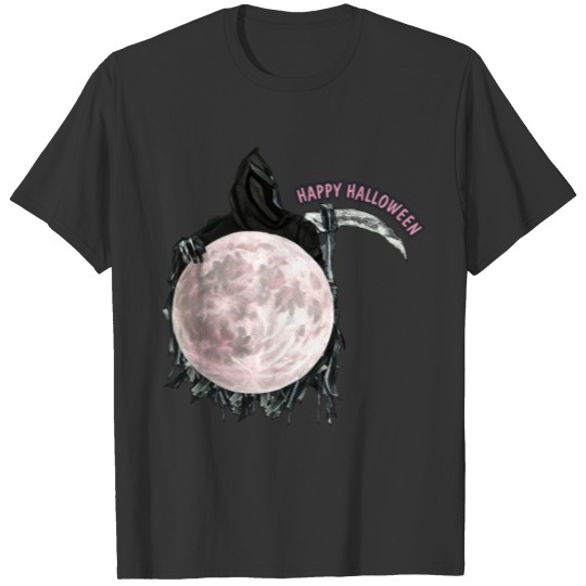 Happy Halloween Grim Reaper and the Moon green T Shirts