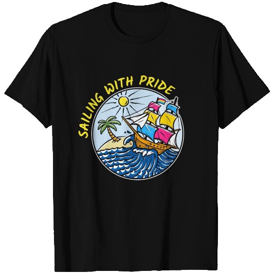 LGBTQ Sailing Ship with Pansexual Flag, Vacation T Shirts