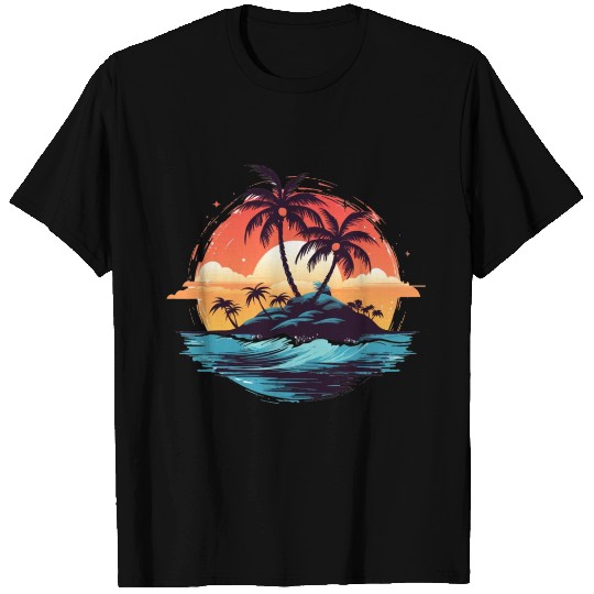 Island Paradise, Sunset, Beach Vacation 3 T Shirts