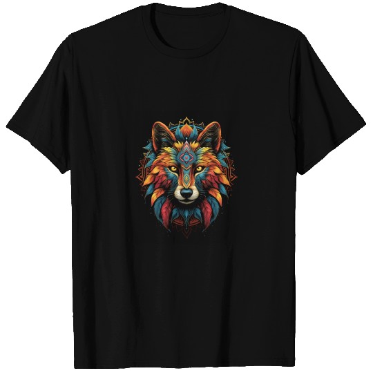 Wolf Head Mandala Wolf Face Wolves Bohemian T Shirts
