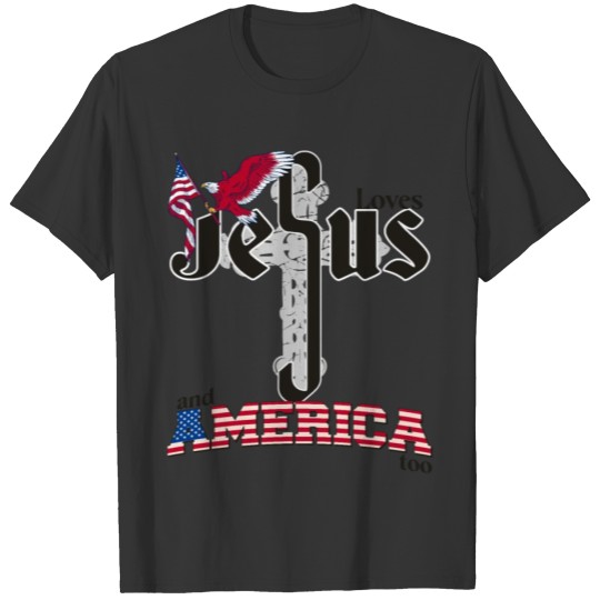 Retro Loves Jesus and America Too, Eagle, 4th Of T Shirts