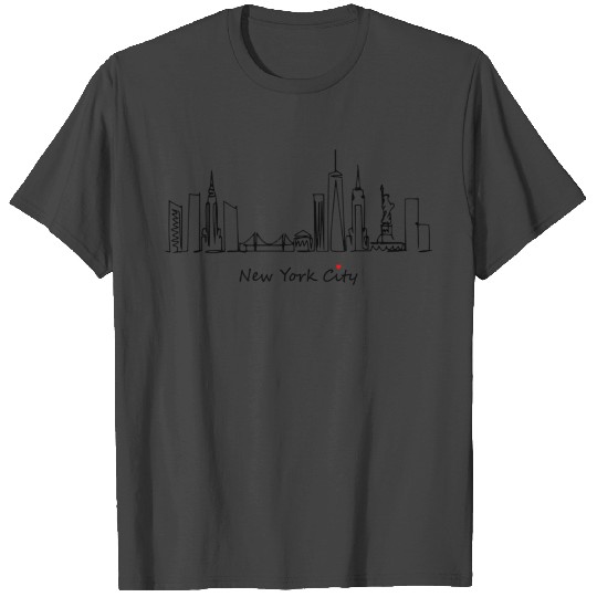 Nyc Skyline Sketch With Heart New York City I Love T Shirts