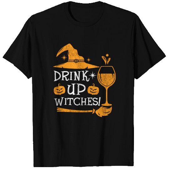 Scary Wine Drink Up Witches Halloween T Shirts