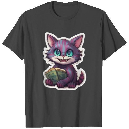 Cheshire Cat Reading A Book T Shirts
