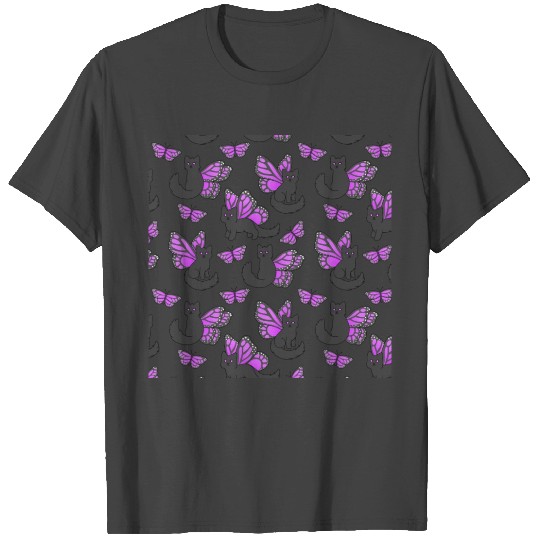 Purple Butterfly Cat music T Shirts
