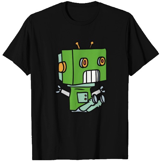 Green Cute Robot Kid T Shirts