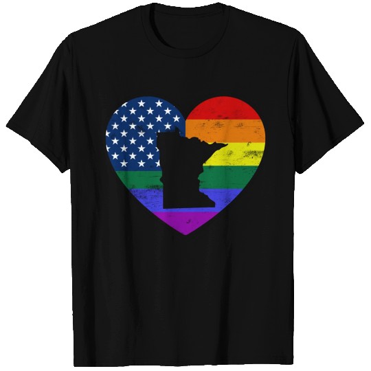 Minnesota United States Gay Pride Flag Heart T Shirts