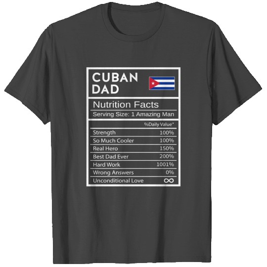 Cuban Dad Nutrition Facts National Pride For Dad T Shirts