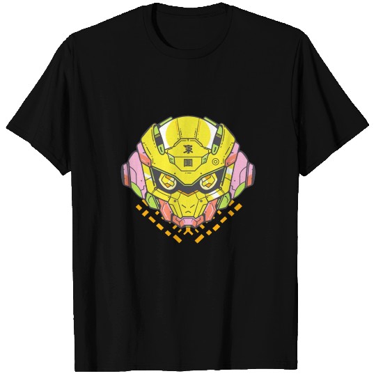 Yellow Anime Robot Head T Shirts