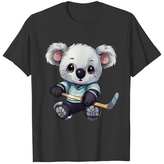 Koala Playing Ice Hockey, Athletic Animal Design T Shirts