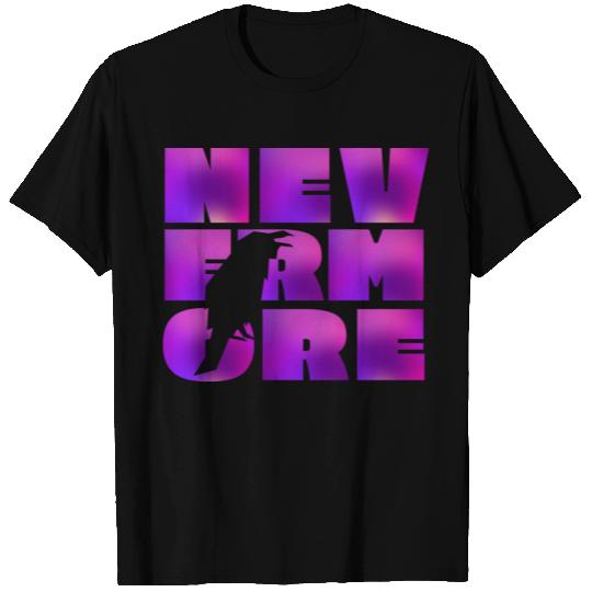 NEVERMORE in large psychedelic purple block T Shirts