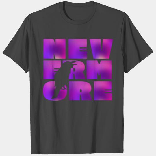 NEVERMORE in large psychedelic purple block T Shirts