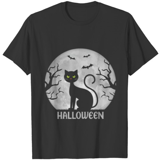 Halloween Black Cat Moon Spooky Scary Trick/Treat T Shirts
