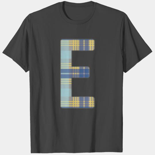Monogram Letter E Blue Yellow And Grey Scottish T Shirts