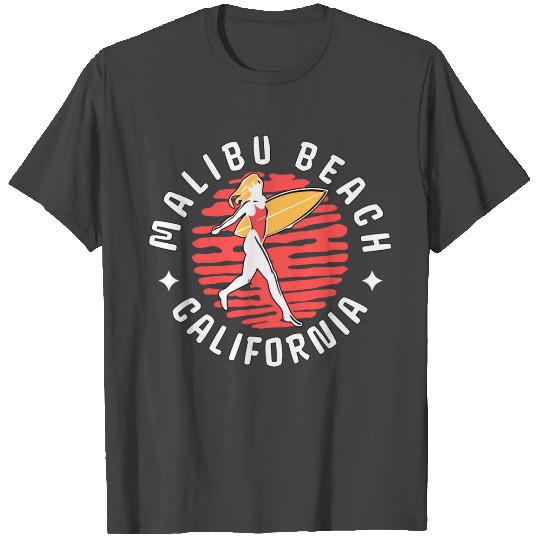 Malibu Beach State of California Retro T Shirts