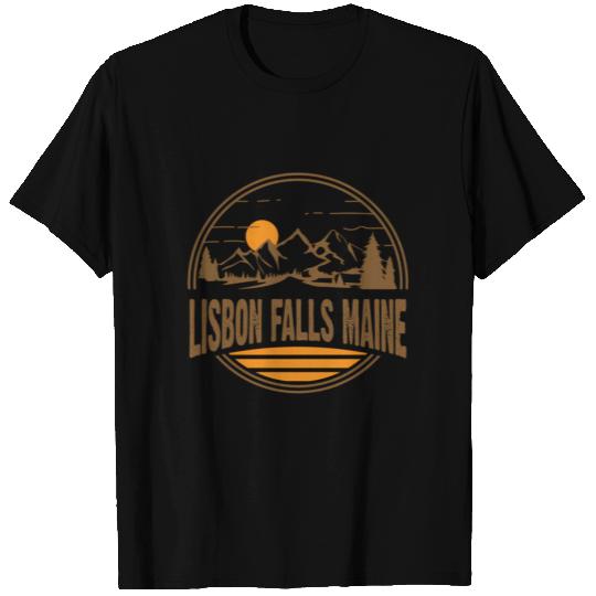 Lisbon Falls Maine Mountain Hiking Print T Shirts