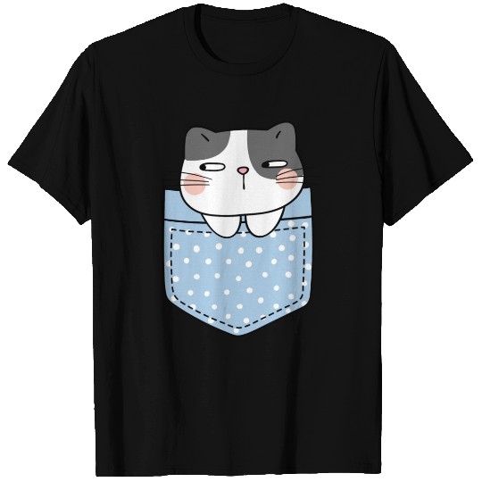 Cute Cat in Pocket T Shirts