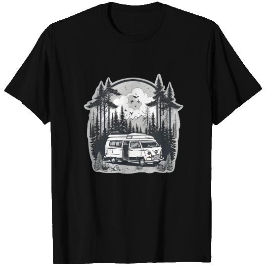 A Camper Van & The Serene Forest T Shirts
